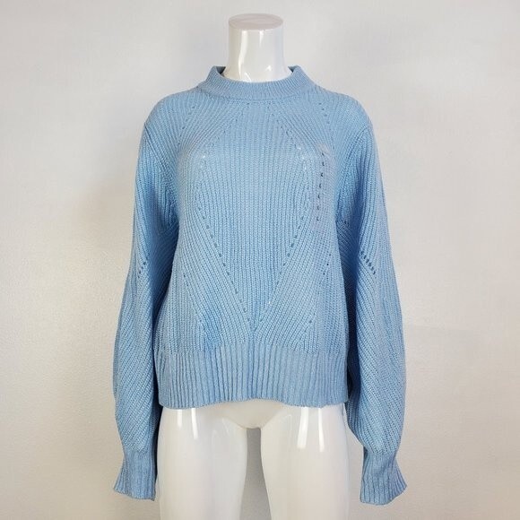 NEW Weatherproof Light Blue Balloon Sleeve Sweater - Picture 4 of 12